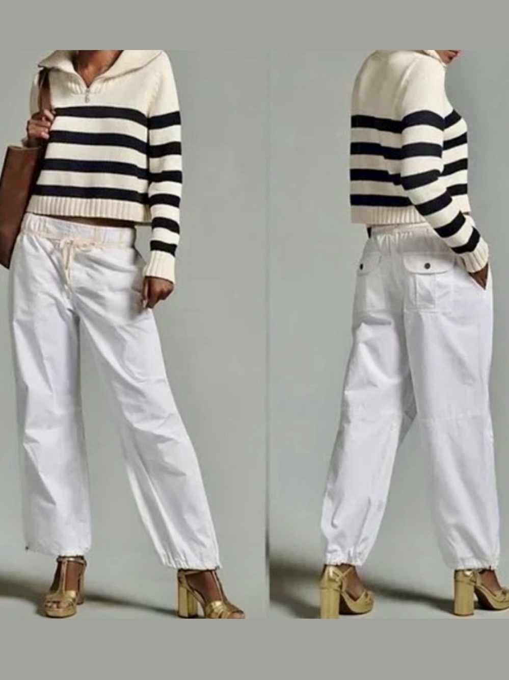 🆕 NWT ✨Anthropologie ~ Pilcro Parachute Pants in White - S